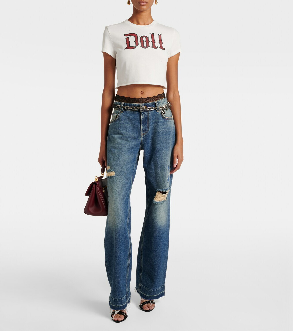 Dolce&Gabbana Printed cropped cotton jersey T-shirt