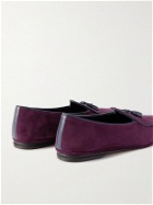 Rubinacci - Marphy Leather-Trimmed Suede Tasseled Loafers - Burgundy