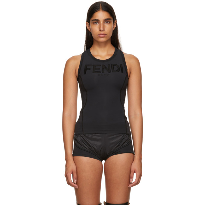 Fendi Ff Logo Trim Sports Bra In Black