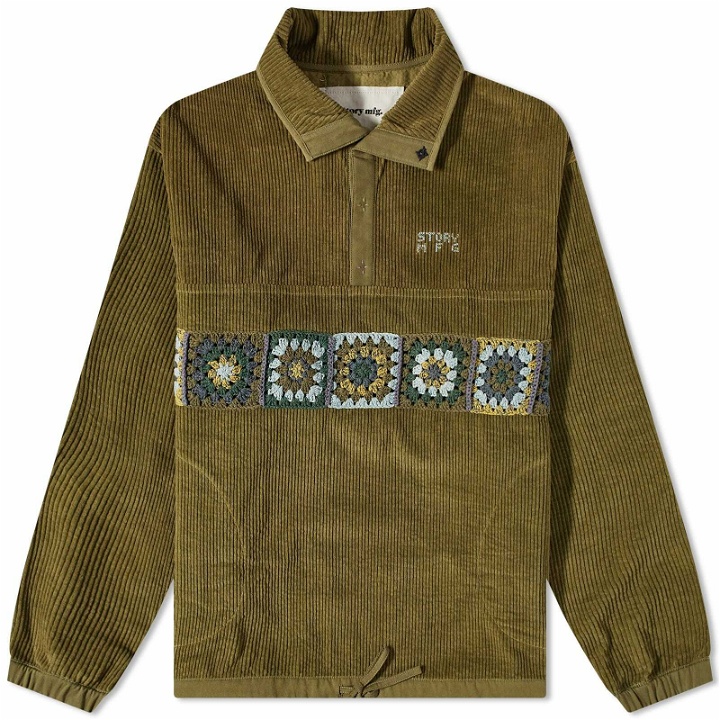 Photo: Story mfg. Men's Polite Cord Pullover Jacket in Olive Corduroy
