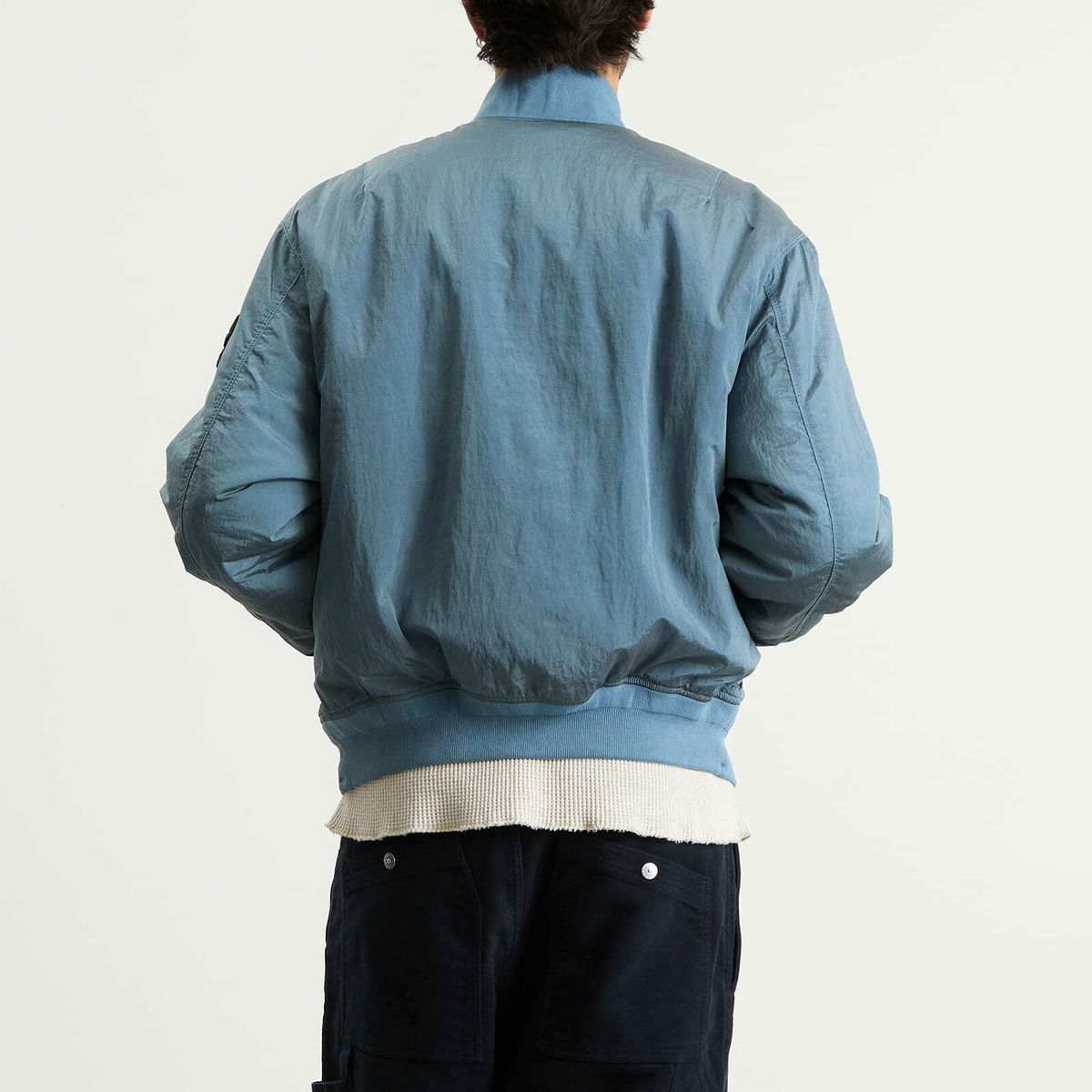 Stone Island Men's Nylon Metal EcoNyl PrimaLoft Bomber Jacket in Steel Blue