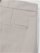Our Legacy - Darien Straight-Leg Pleated Striped Cotton-Blend Trousers - Gray