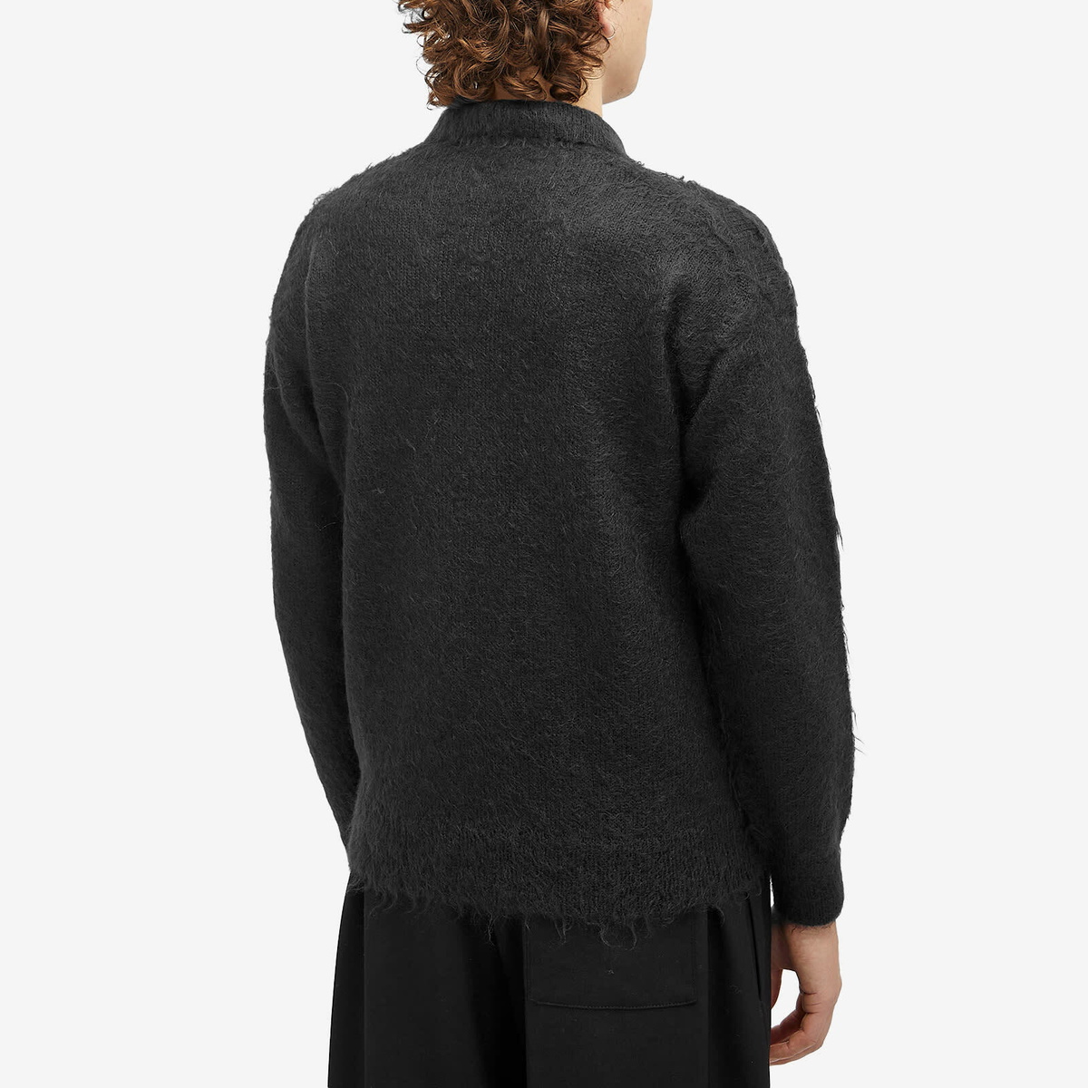 Auralee Men's Kid Mohair Polo in Ink Black