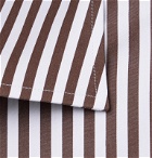 Beams F - Brown Slim-Fit Striped Cotton-Poplin Shirt - Brown