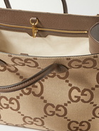 GUCCI - Leather-Trimmed Monogrammed Coated-Canvas Tote Bag