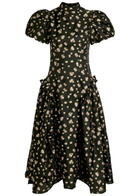 Sister Jane Tea Rose Floral-jacquard Woven Midi Dress Black