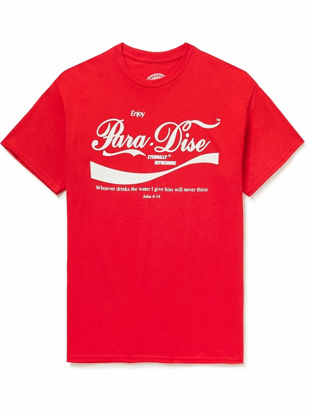 Photo: PARADISE - Enjoy Paradise Printed Cotton-Jersey T-Shirt - Red