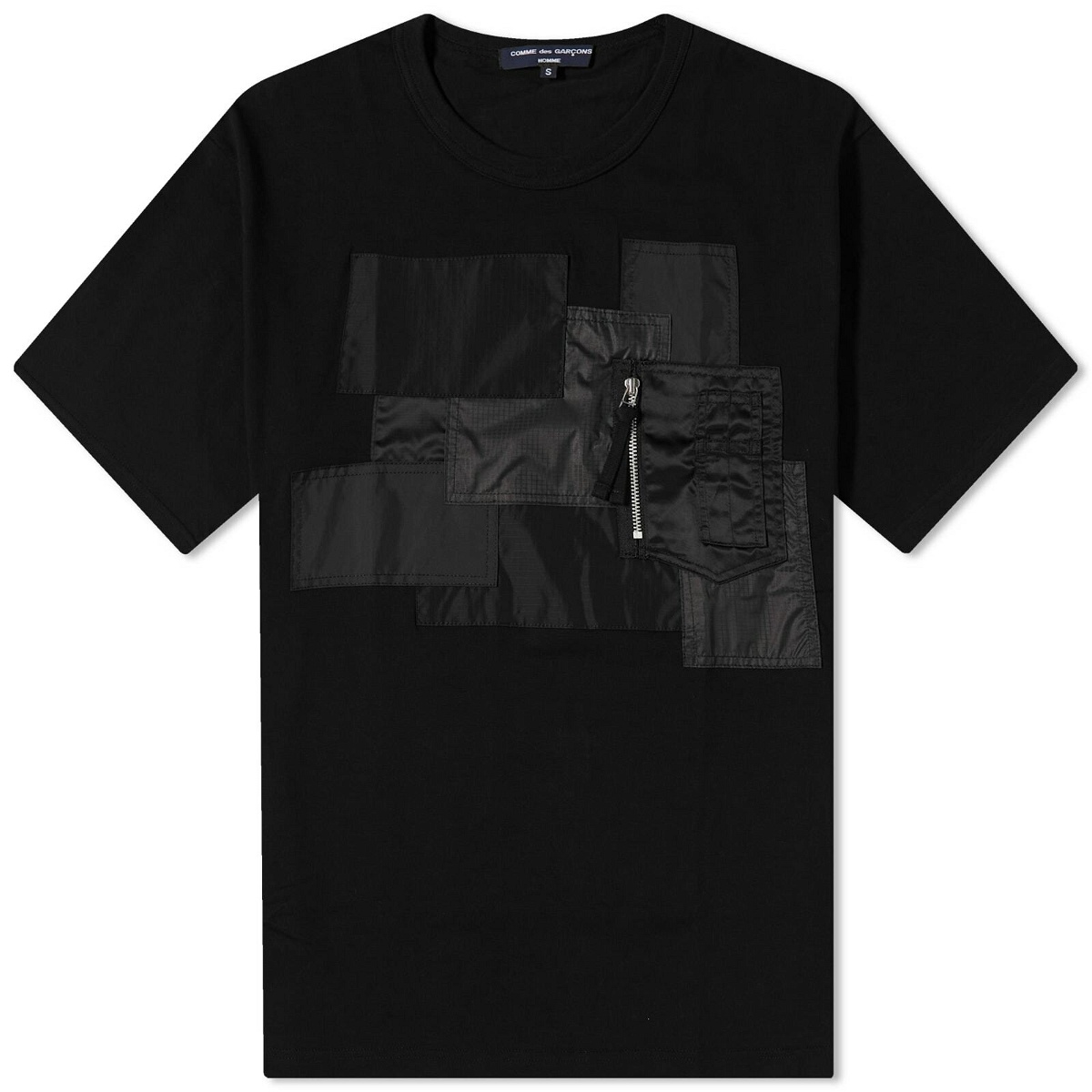 Comme Des Garçons Homme Men's Multi Patch Zip T-Shirt in Black Mix ...