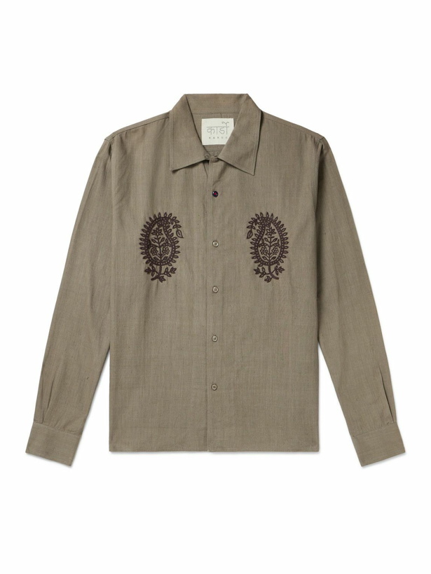 Photo: Kardo - Chintan Embroidered Cotton Shirt - Brown