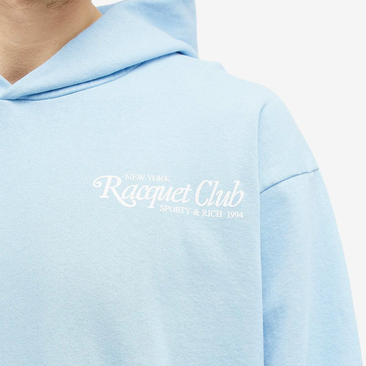Sporty & Rich Men's 94 Racquet Club Hoodie in Sky Blue/White