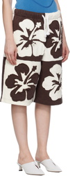 ABRA Brown & Off-White Flower Shorts