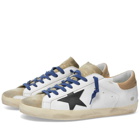 Golden Goose Men's Super-Star Suede Toe Leather Sneakers in Taupe/Black/White