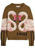 Chloe Flamingo and Logo-intarsia Wool Jumper Brown Other