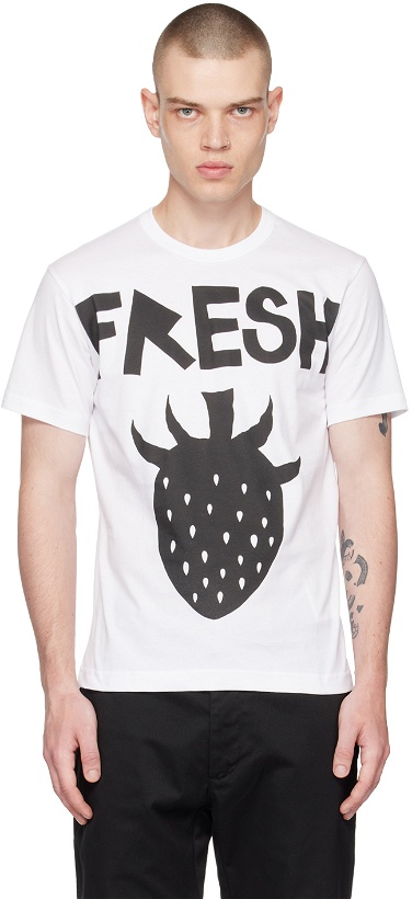 Photo: Comme des Garçons Shirt White Brett Westfall Edition 'Fresh' T-Shirt