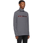 Balmain Navy and White Sailor Turtleneck