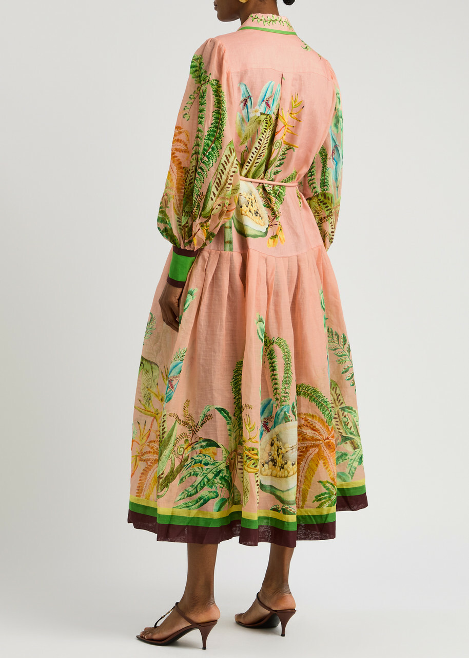 papaya shirt dress Alemais Papaya Printed Flax Maxi Shirt Dress Pink ALÉMAIS