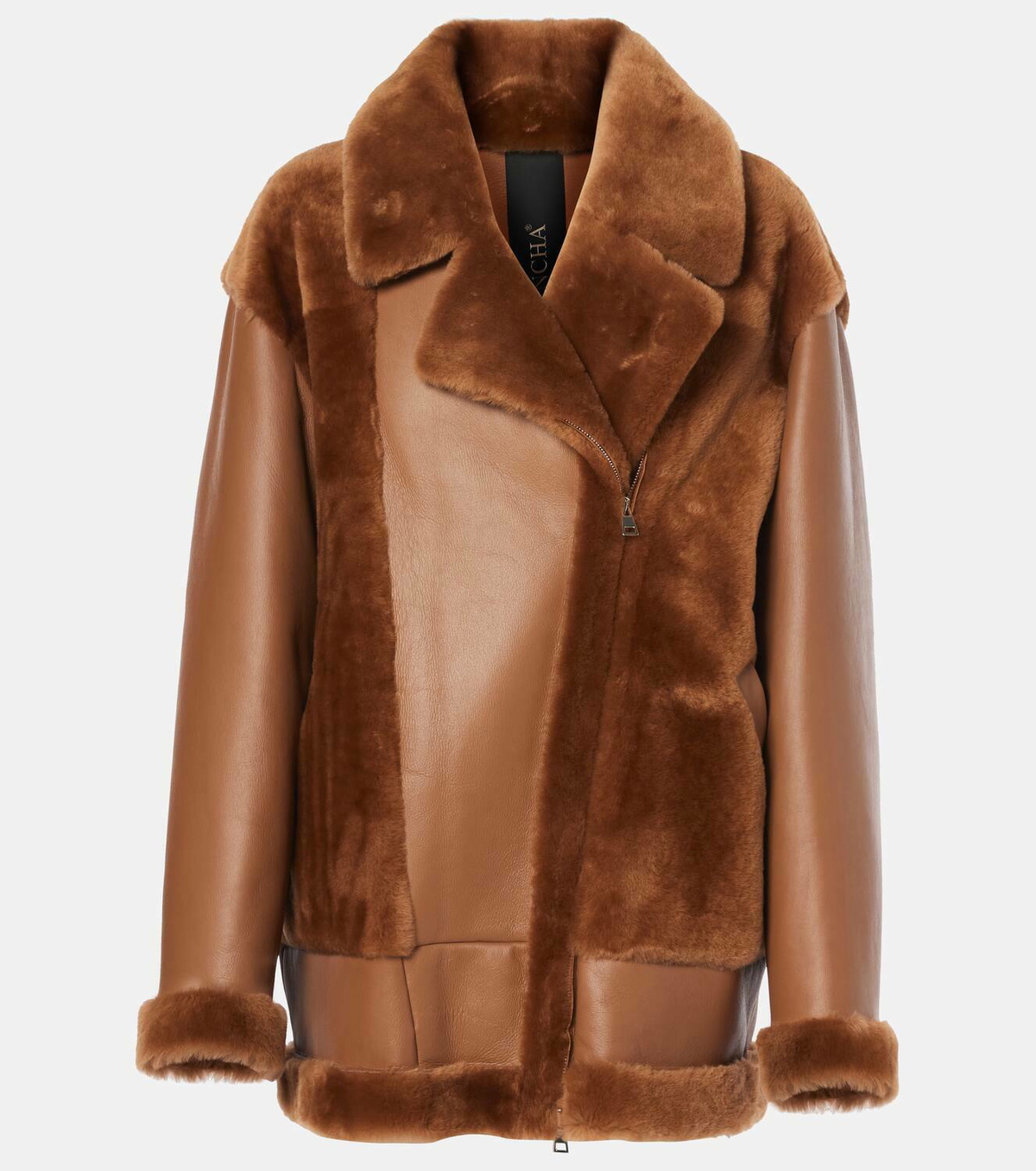Blancha Shearling-trimmed leather jacket Blancha