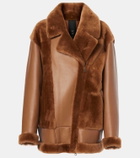 Blancha Shearling-trimmed leather jacket