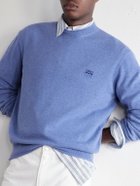 LOEWE - Anagram-Embroidered Cotton-Blend Sweater - Blue