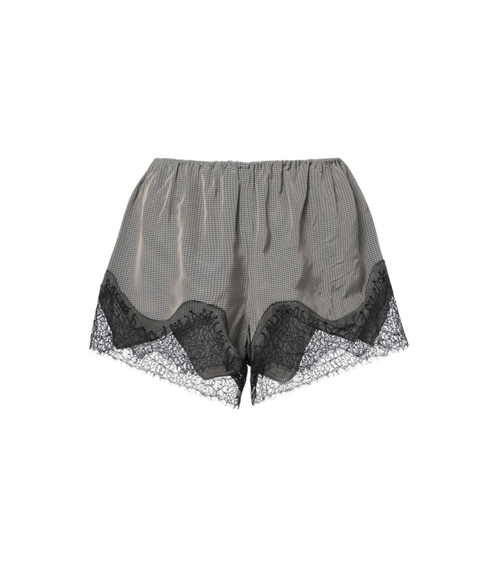Photo: The Frankie Shop Dalia checked lace-trimmed satin shorts