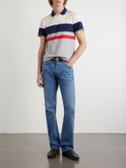Versace - Logo-Embroidered Striped Cotton-Jersey Polo Shirt - White