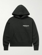 Fear of God Essentials Kids - Logo-Flocked Cotton-Blend Jersey Hoodie - Black
