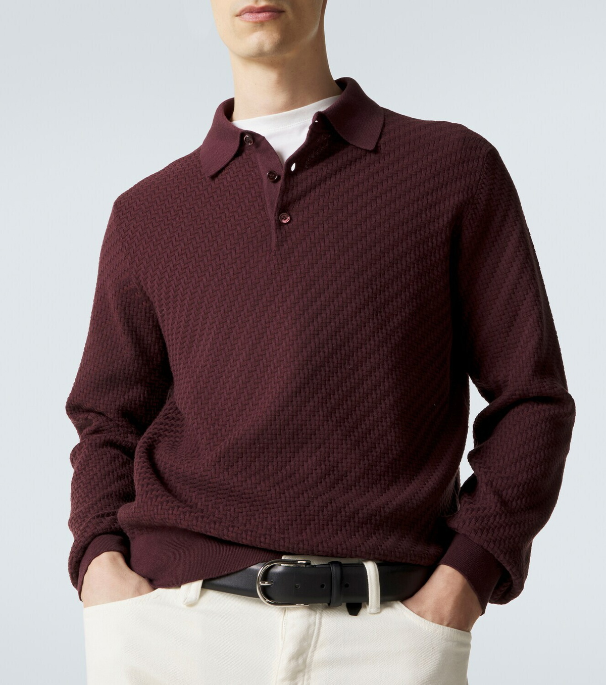 Brioni Cotton, silk and cashmere polo sweater