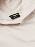 Balenciaga - Logo-Print Cotton-Jersey Hoodie - Neutrals