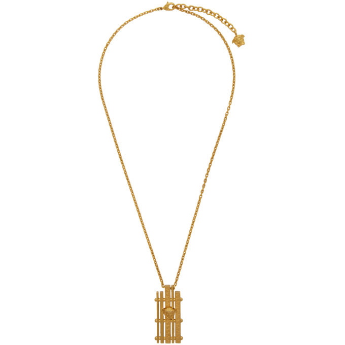 Photo: Versace SSENSE Exclusive Gold Medusa Greek Necklace