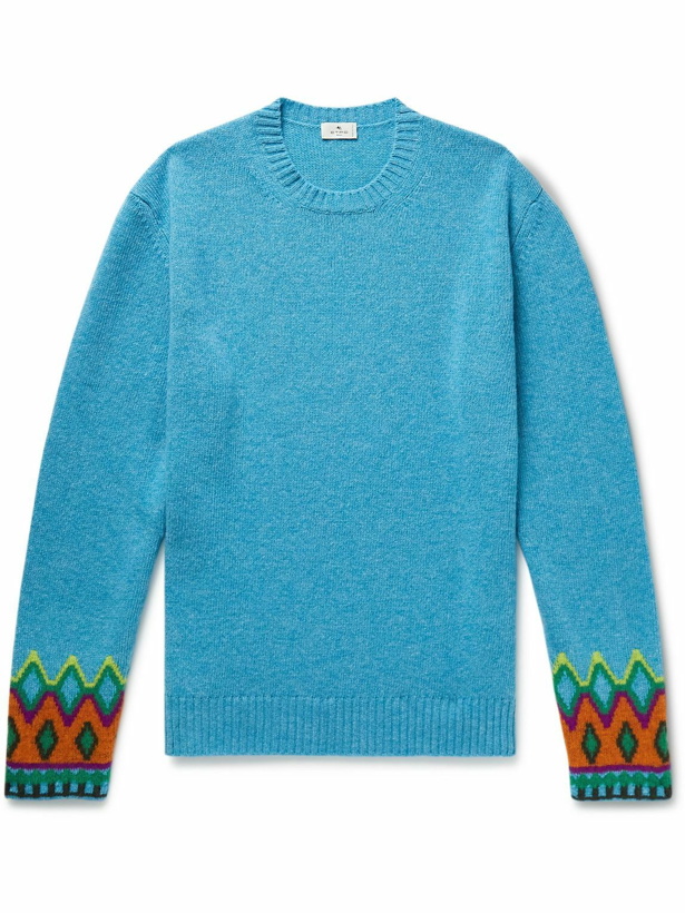 Photo: Etro - Wool-Jacquard Sweater - Blue
