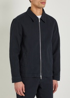 Wax London Eldon Crinkled Cotton and Linen-blend Jacket Navy