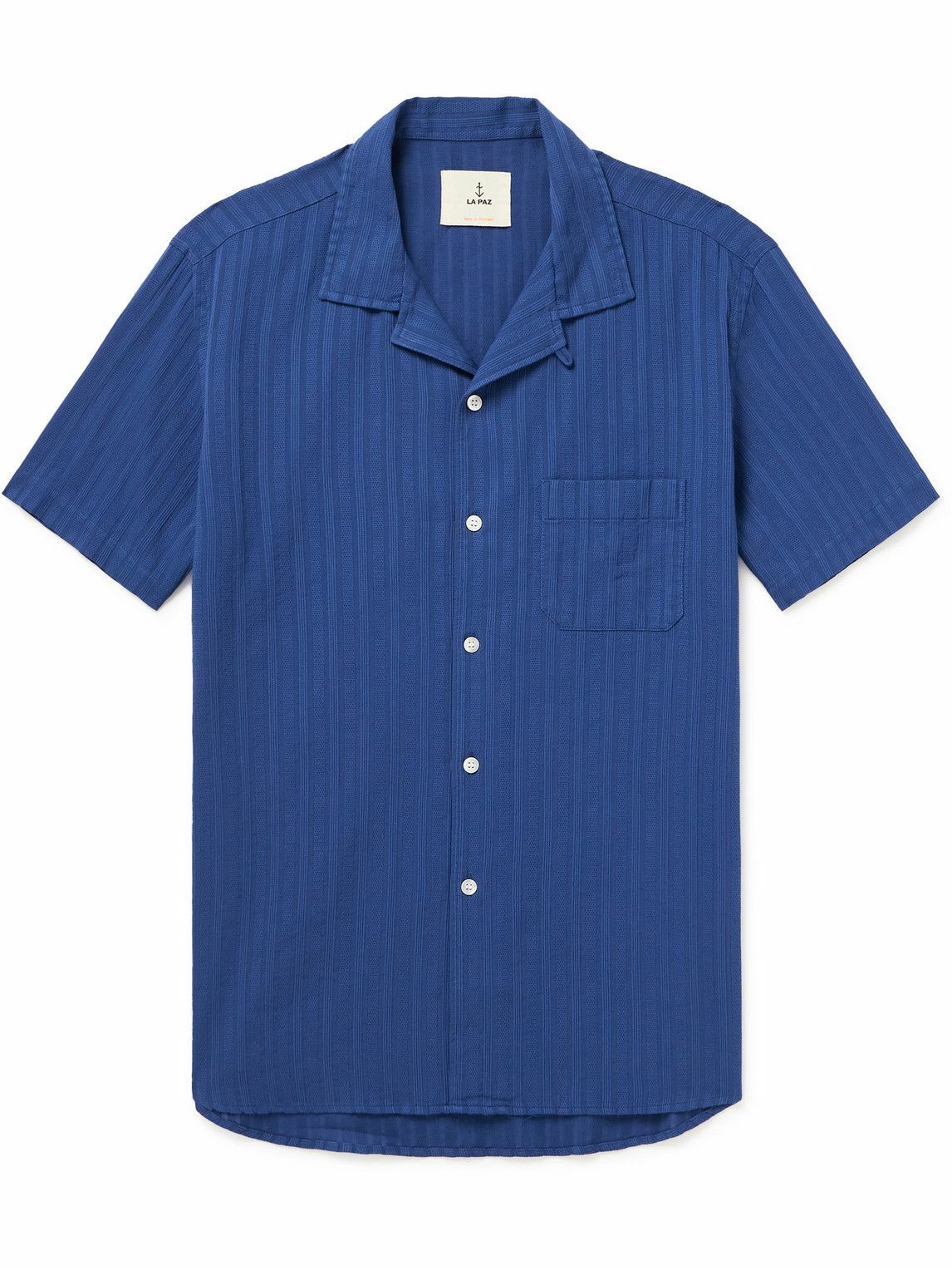 La Paz - Panama Convertible-Collar Striped Textured-Cotton Shirt - Unknown