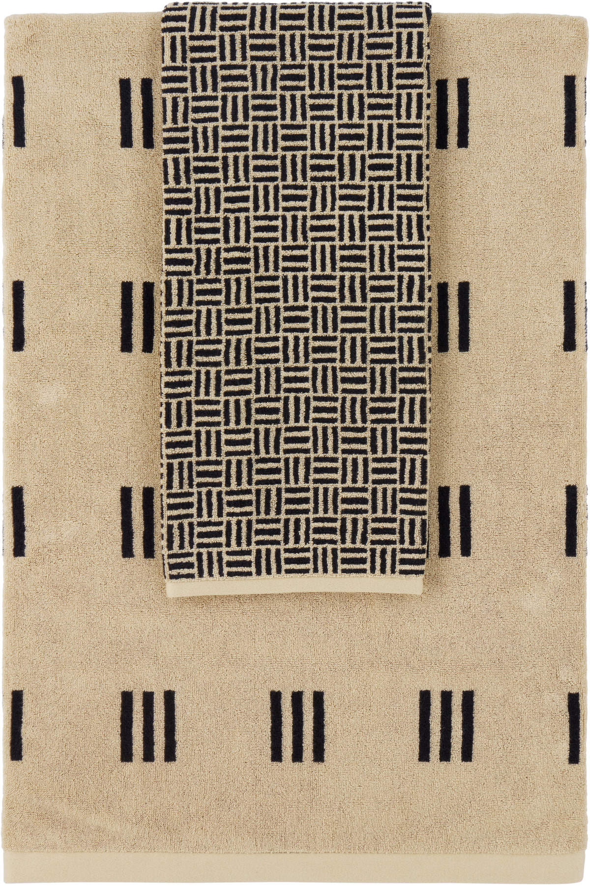 Baina Beige & Black Torrens Claremont Towel Set