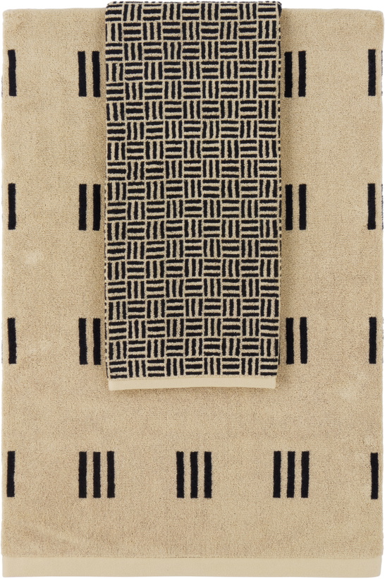 Photo: Baina Beige & Black Torrens Claremont Towel Set