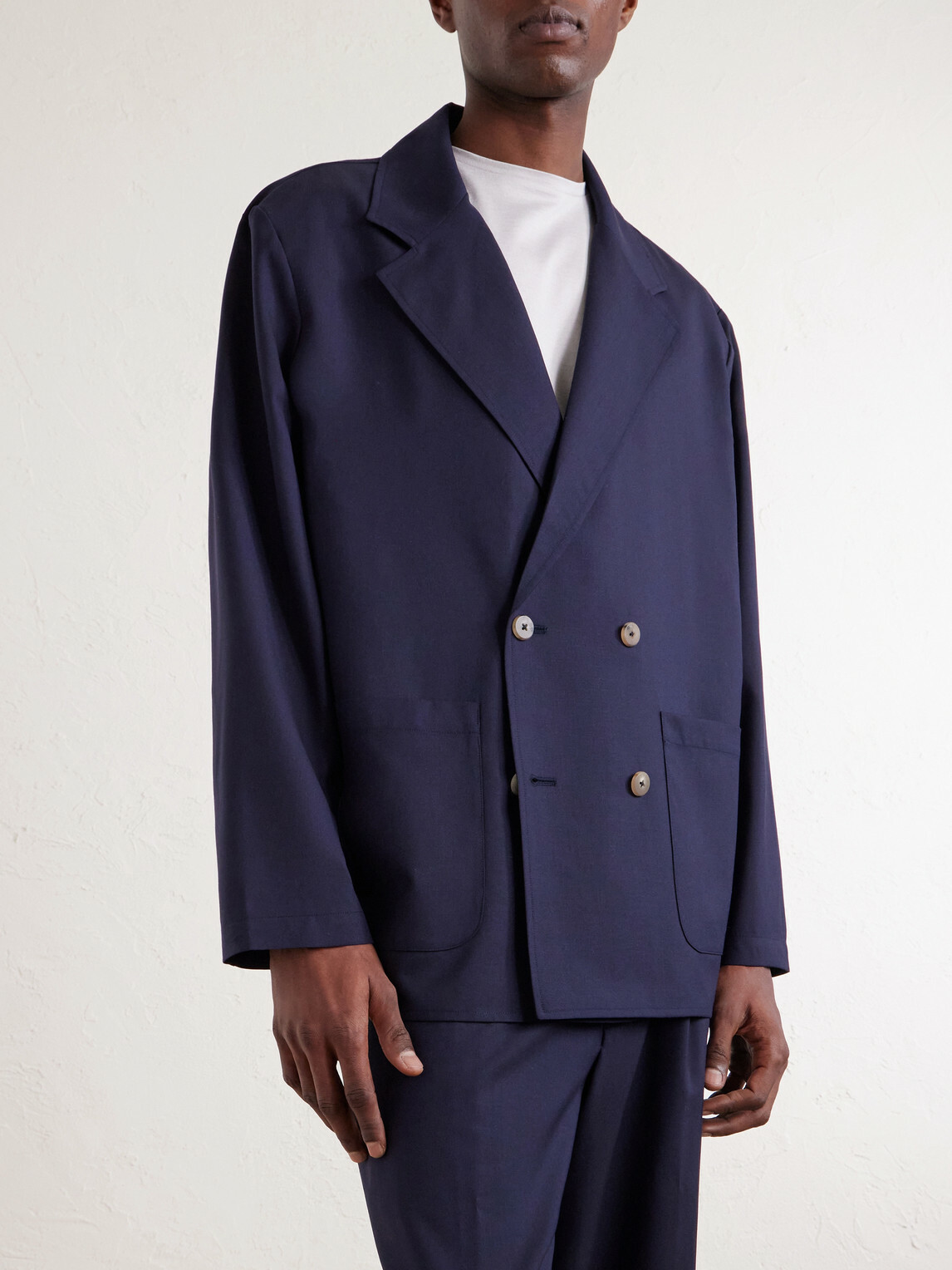 De Bonne Facture - Double-Breasted Wool Suit Jacket - Blue