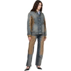 Off-White Navy & Brown Corduroy Patch Denim Jacket