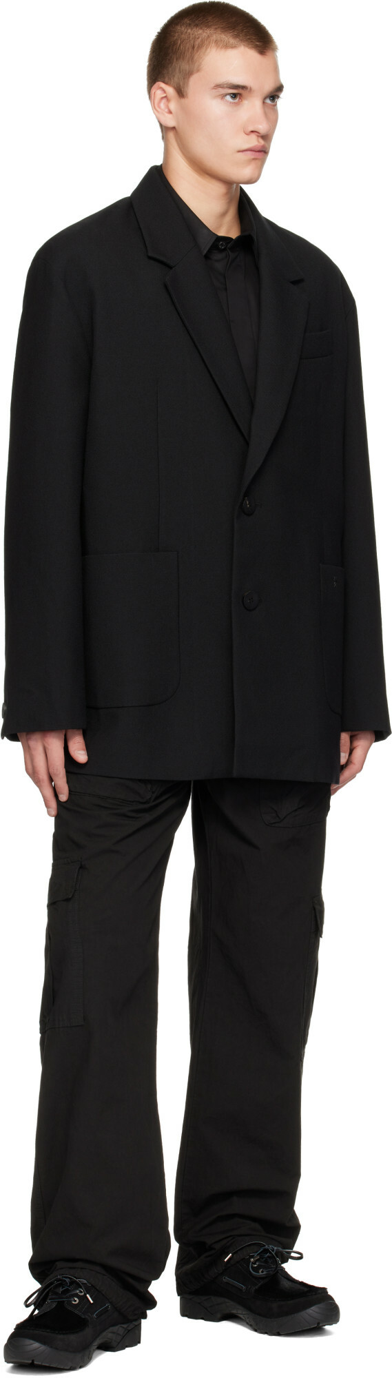 WOOYOUNGMI Black Oversized Wool Blazer