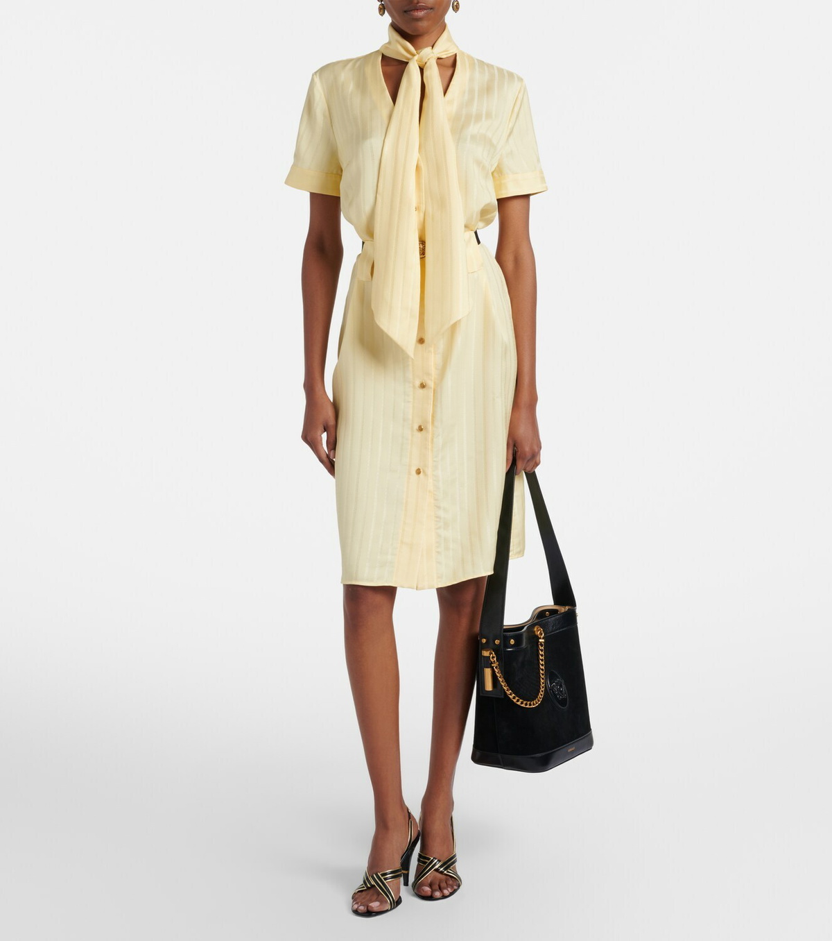 Versace Greca jacquard satin shirt dress