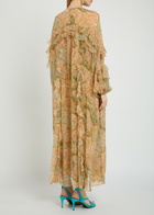 Zimmermann Luna Flutter Paisley Ruffled Silk Midi Dress Sage