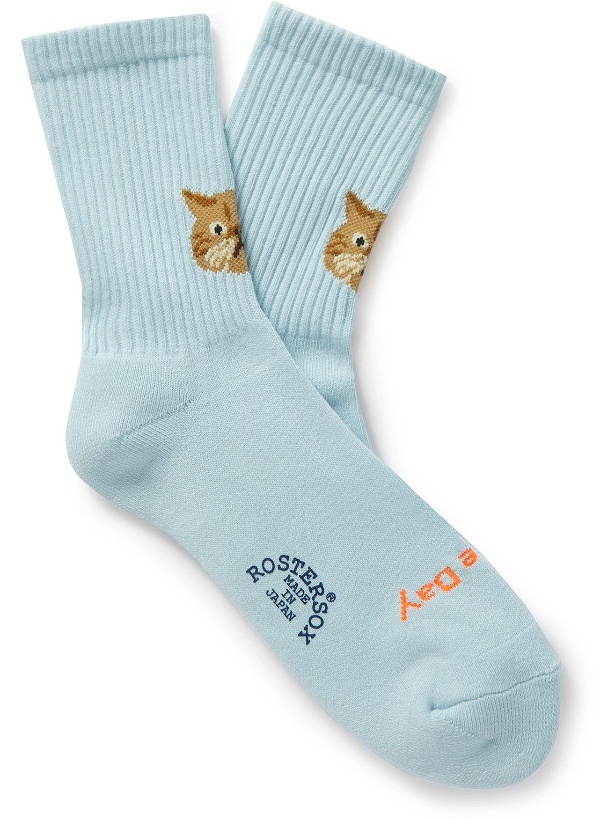 Photo: Rostersox - Cat Intarsia Ribbed Cotton Socks