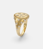 Yvonne Léon Plumetis 9kt gold ring with diamonds