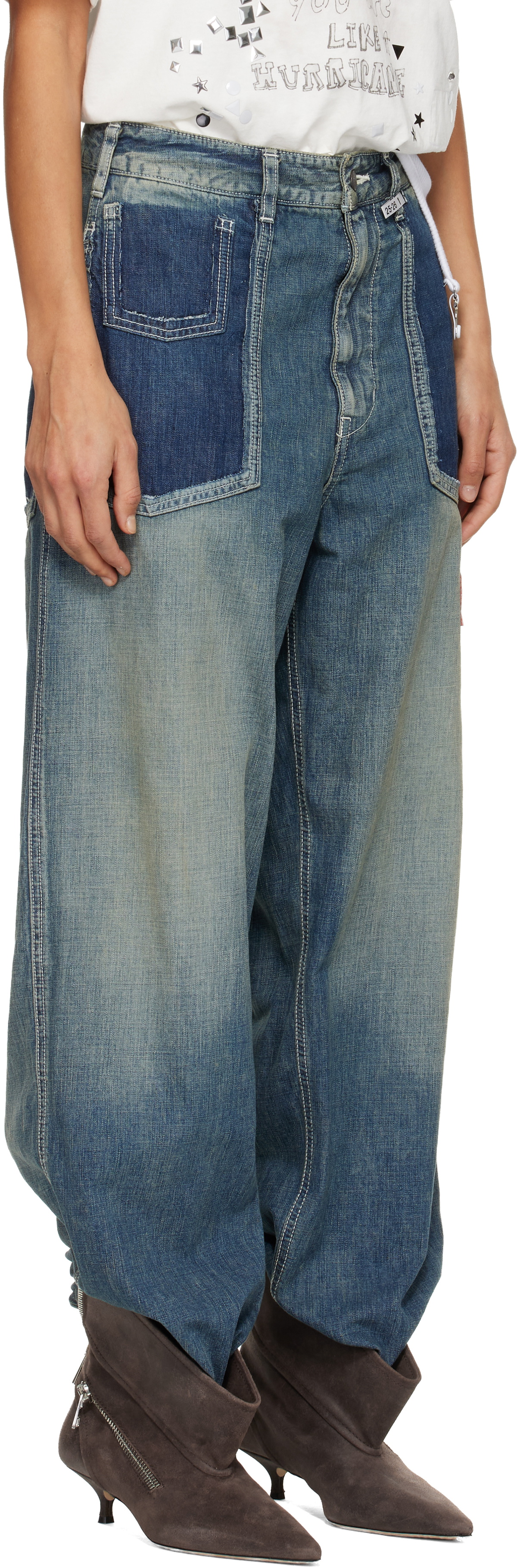 Maison MIHARA YASUHIRO Blue Cut-Out Pocket Jeans