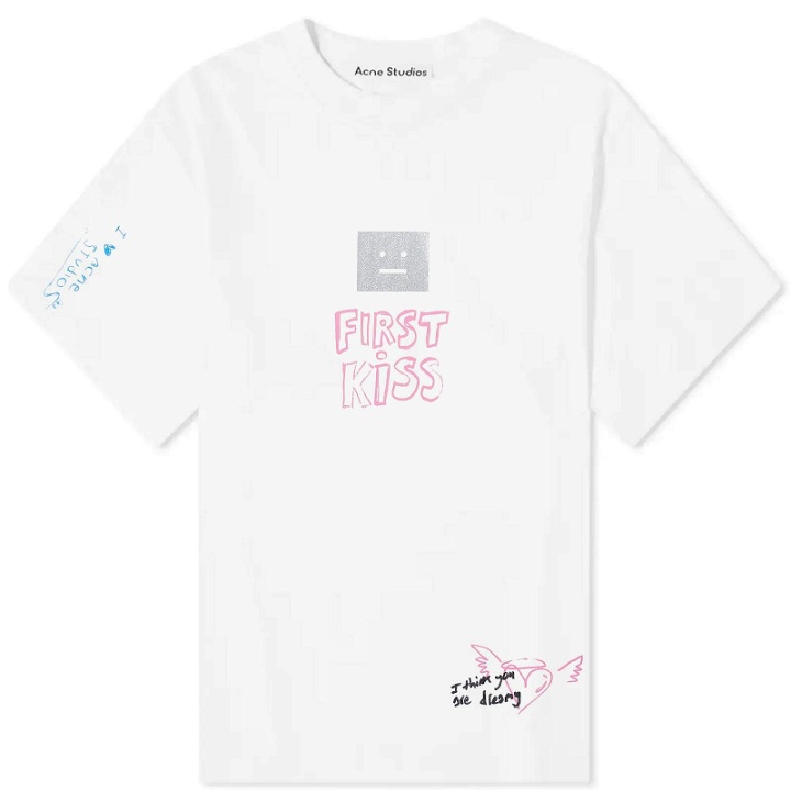 Photo: Acne Studios Exford Scribble Face T-Shirt in Optic White