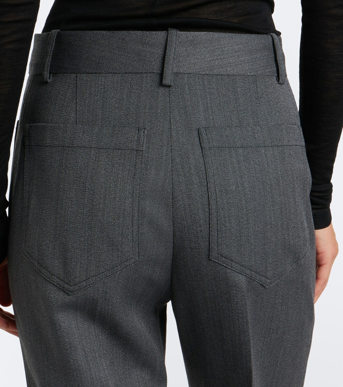 Victoria Beckham Alina herringbone virgin wool wide-leg pants