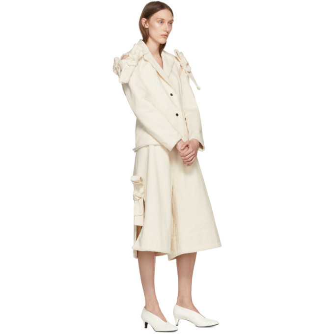 Roberts | Wood Off-White Twill Removable Sleeves Blazer