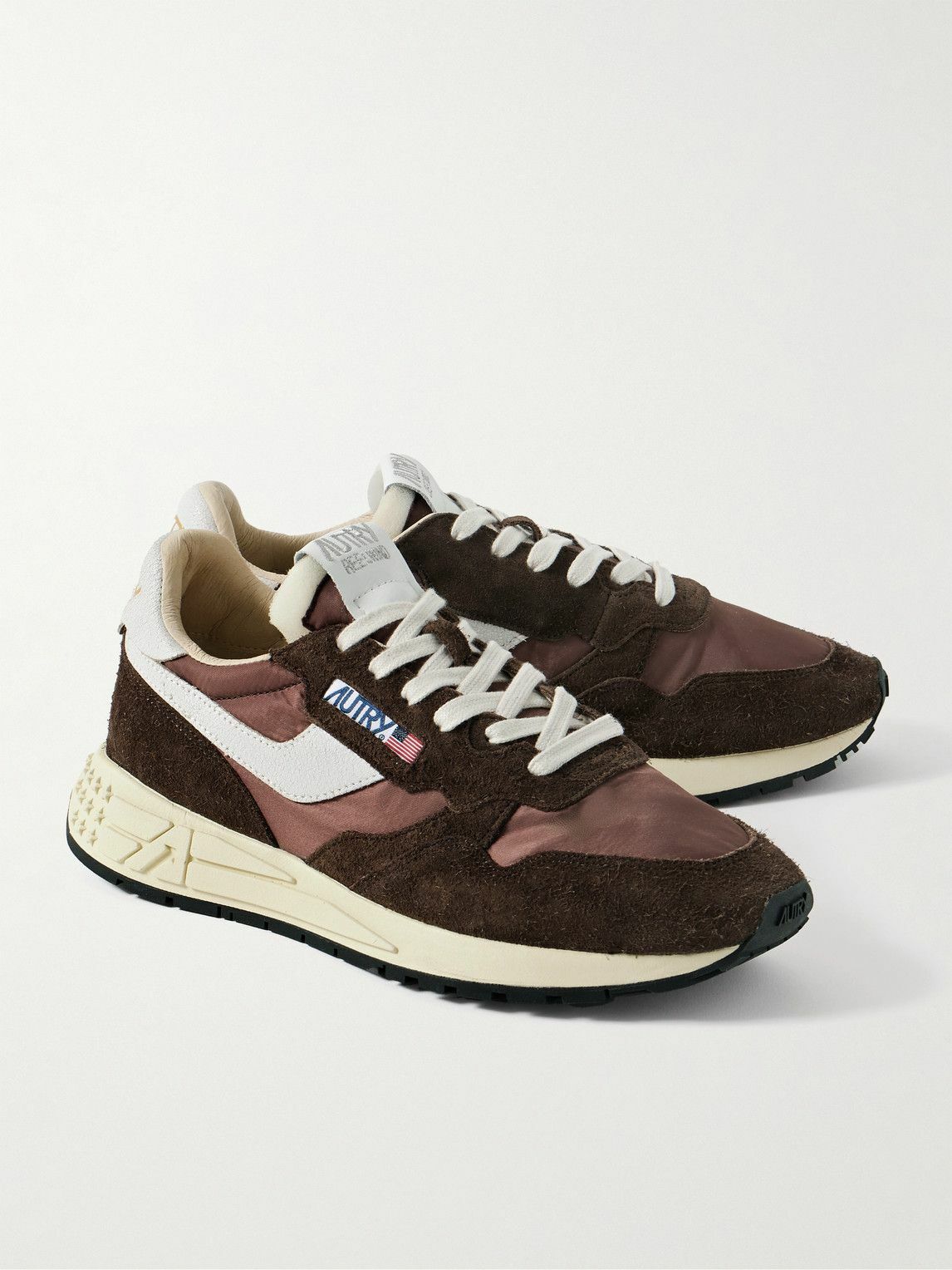 Autry - Reelwind Low Leather-Trimmed Suede and Shell Sneakers - Brown Autry