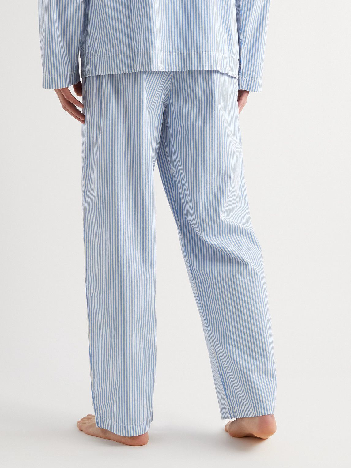 TEKLA - Striped Cotton-Poplin Pyjama Trousers - Blue Tekla Fabrics