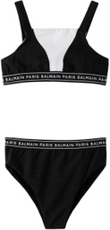 Balmain Kids Black Paneled Bikini
