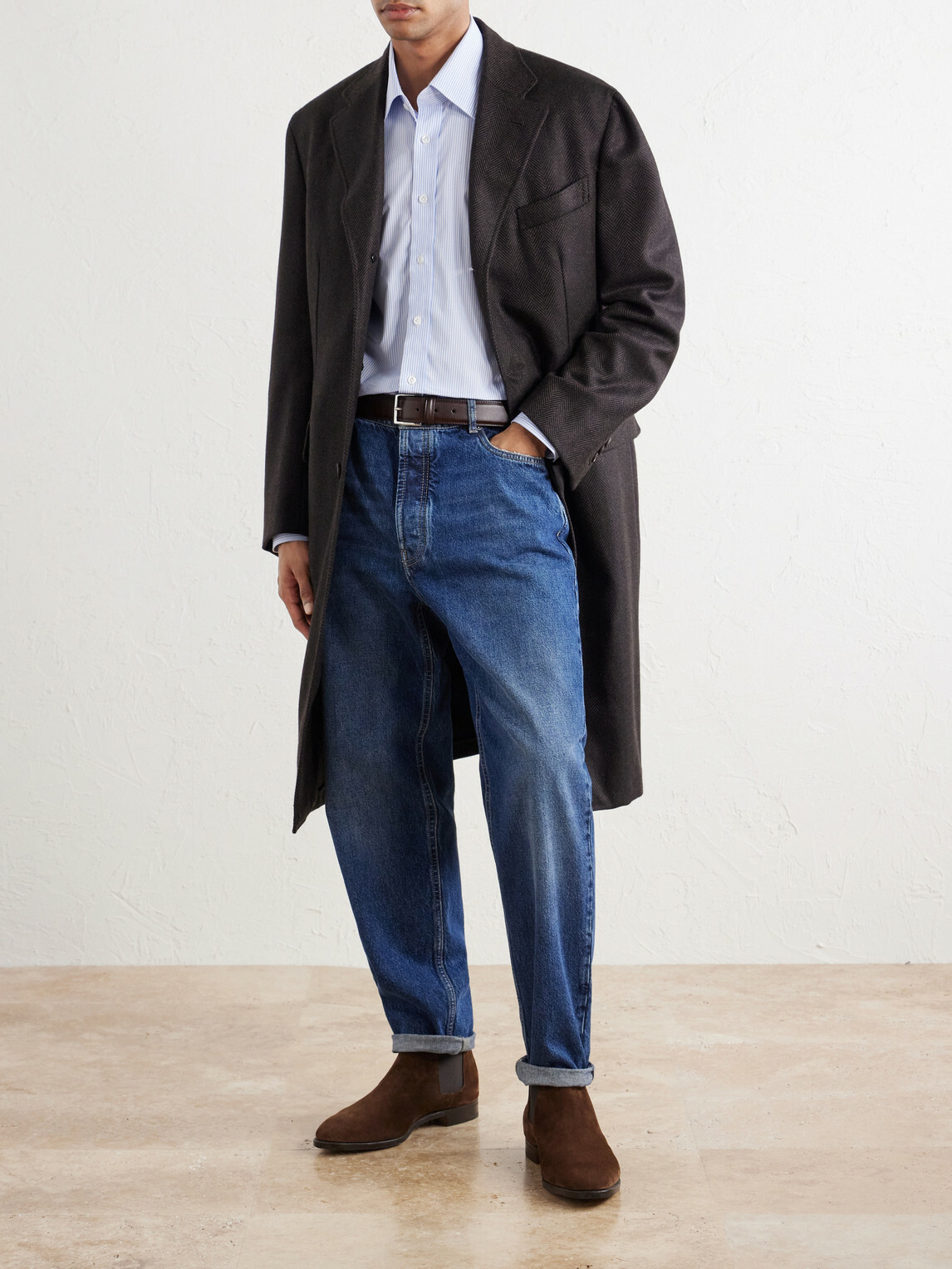 Thom Sweeney - Herringbone Wool Coat - Brown