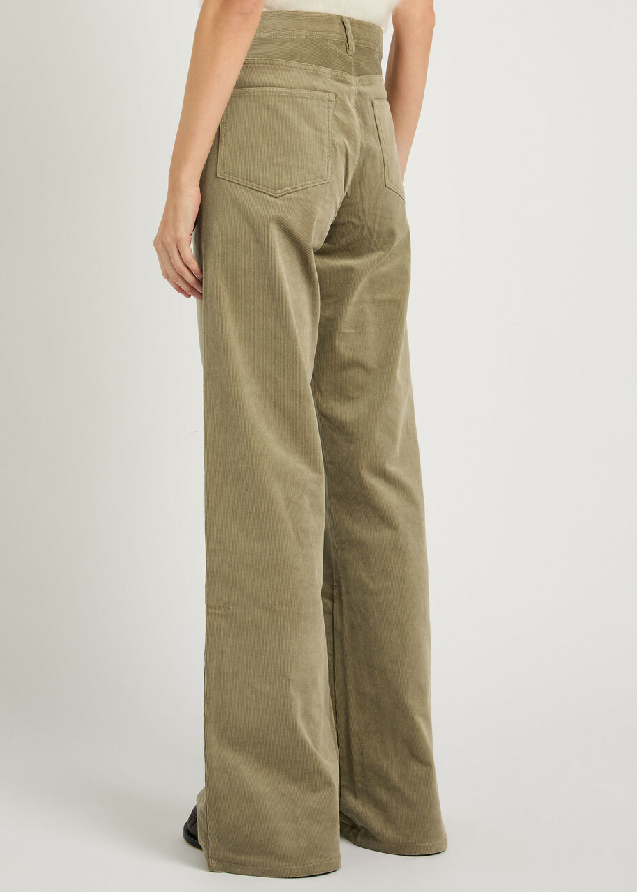 Paige Leenah Wide-leg Corduroy Trousers Olive